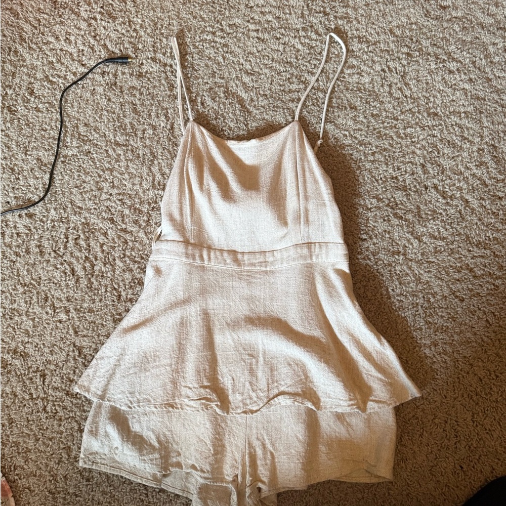 Altar'd State Cream Linen Romper- size M